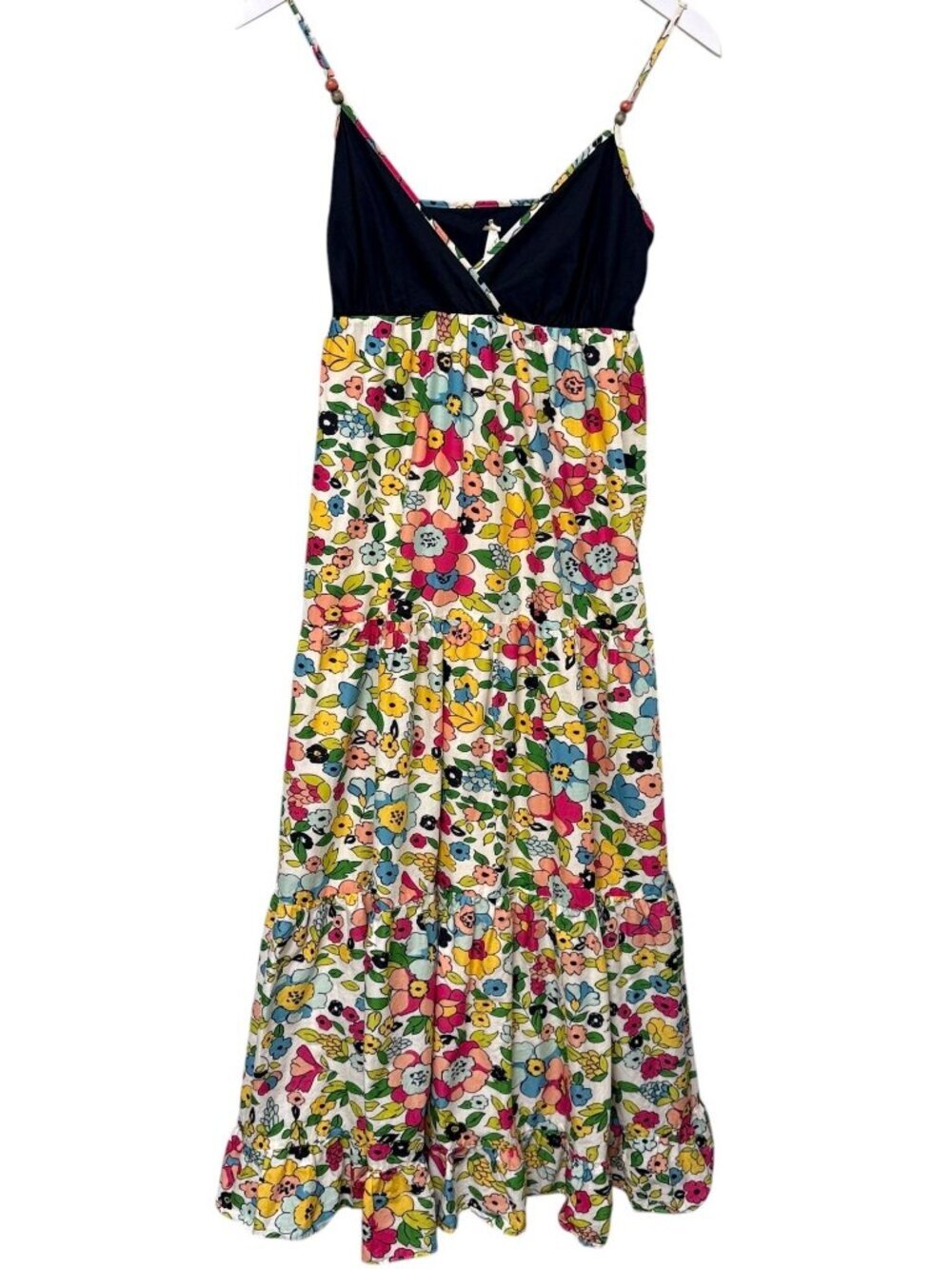 SD II Floral Maxi Sundress S/M Black Boho Tiered Festival Long Dress